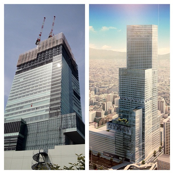 À Tennoji se construit le futur plus haut gratte-ciel du Japon ! Juste en face du plus grand centre commercial d’Osaka et non loin du plus grand complexe de Onsen du monde