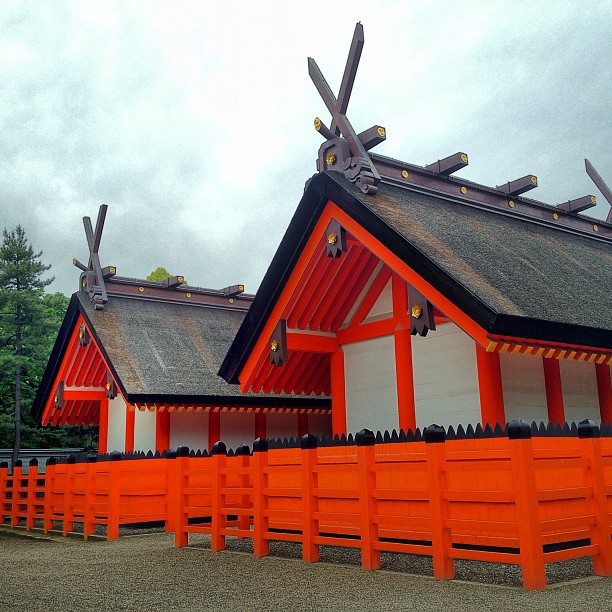 Les toits du sanctuaire Sumiyoshi à Osaka