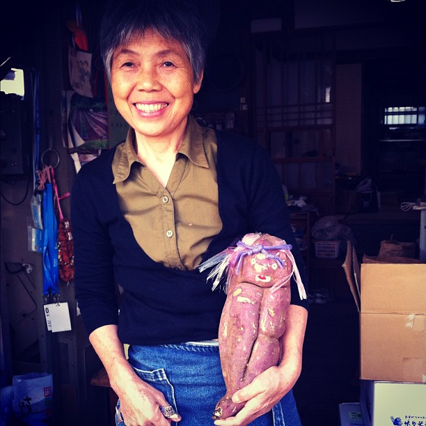 Rencontre du matin avec Makino chan et sa réplique en patate douce :)