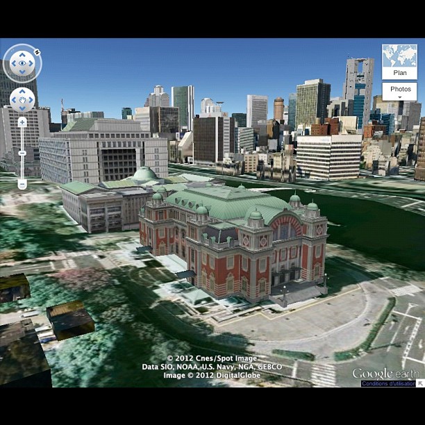 L’Osaka City Hall de Nakanoshima vu depuis Google Earth en 3D