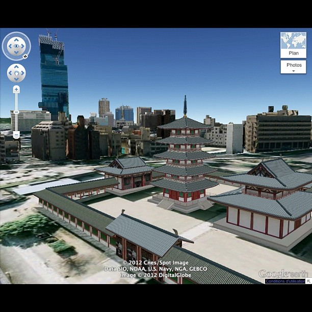 Google Earth 3D sur le temple Shi-Tennoji