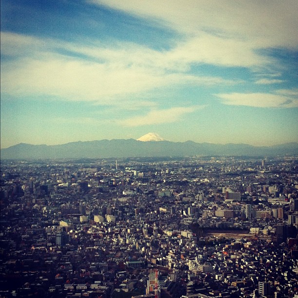 #fujireport : bonne visibilité sur le Fuji depuis la mairie de Tokyo ce matin !