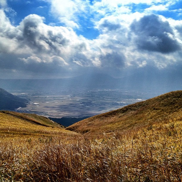 Vue sur la Caldeira du Mont Aso