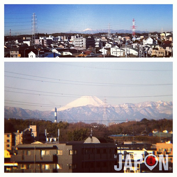 #fujireport : vue super nette sur le Fuji ce matin ! Pourvu qu’on ait pareil au printemps avec les Sakura ça sera parfait !