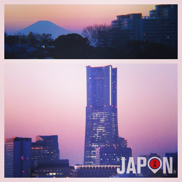 Bonne nuit depuis Yokohama avec le Fuji et le LandMark !