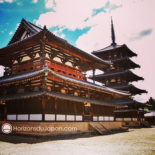 Le temple Horyuji près de Nara. Les plus vieux bâtiments en bois du monde