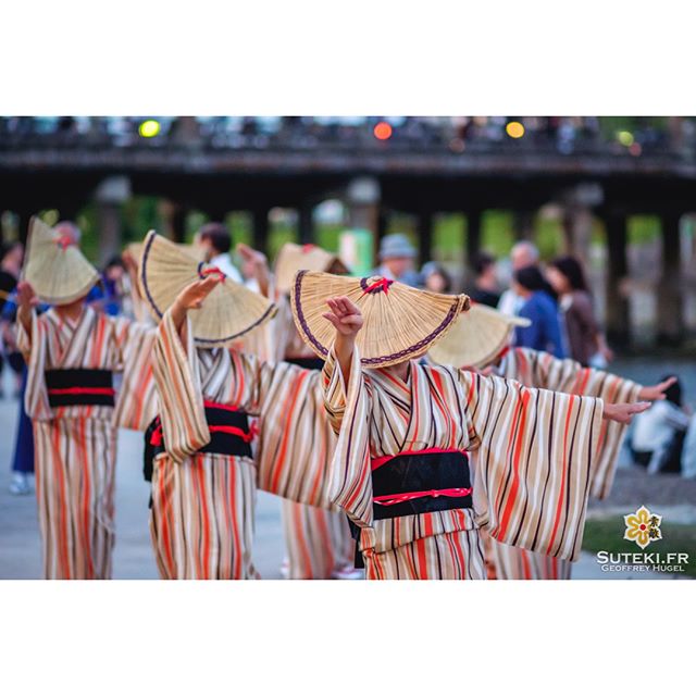 Awa Odori en fin de journée sur les bords de la Kamogawa