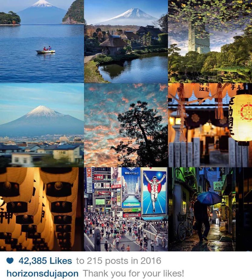Voici mes photos Instagram les plus appréciées en 2016. Merci beaucoup pour vos nombreux like. Ça motive :) #2016bestnine #japon