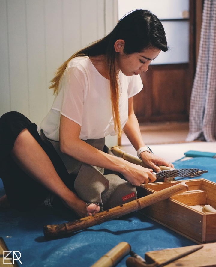 Fabrication d’un « Raikan », une version plus grande du « Shakuhachi », le flûte traditionnelle japonaise en bambou.