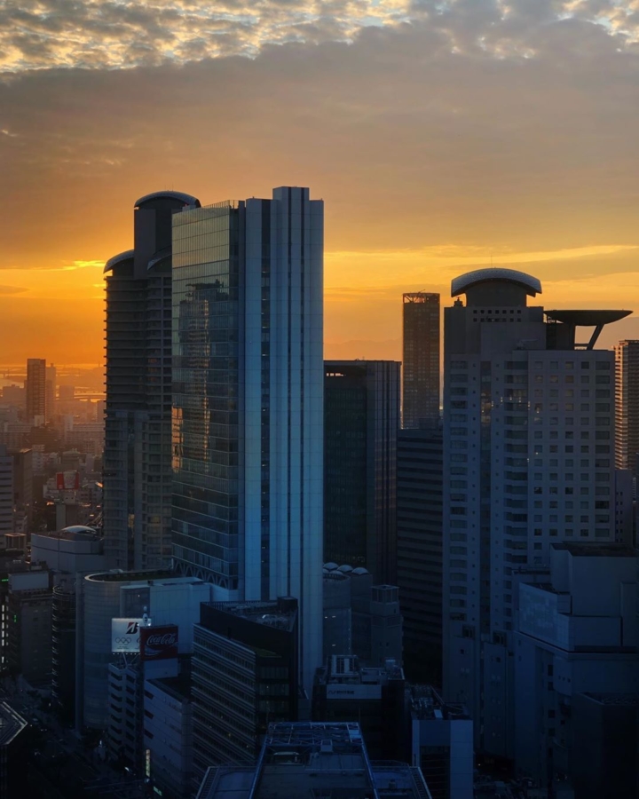 Coucher de soleil sur Osaka ce soir